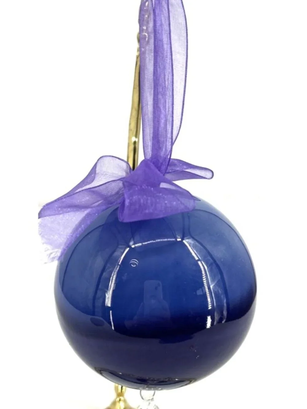Studio Art Pottery Purple Christmas Ornament Hand Painted 3.25 Handcrafted Vtg